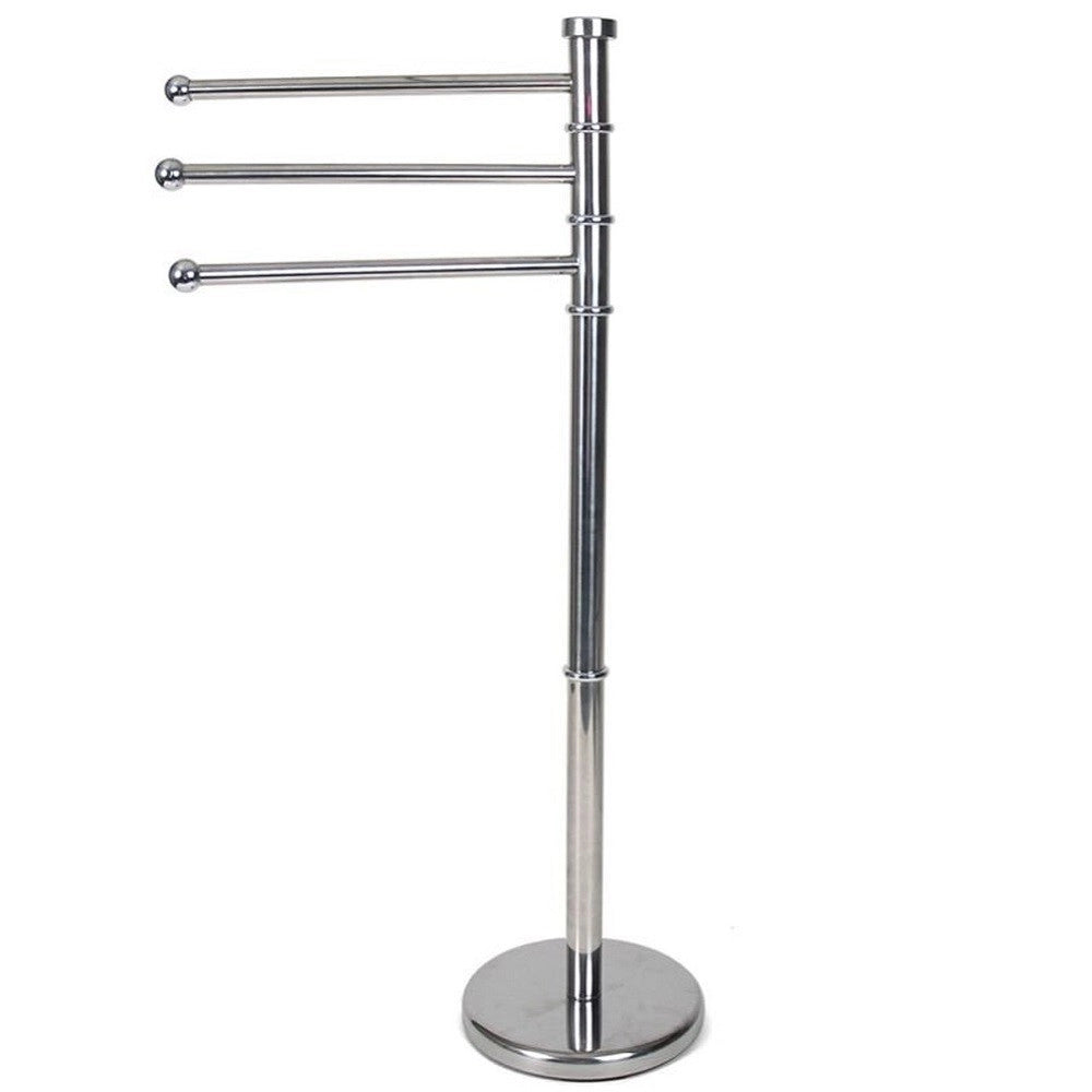 Trade Shop - Portasciugamani Da Terra Piantana 80cm 3 Bracci Porta Asciugamano In Metallo -