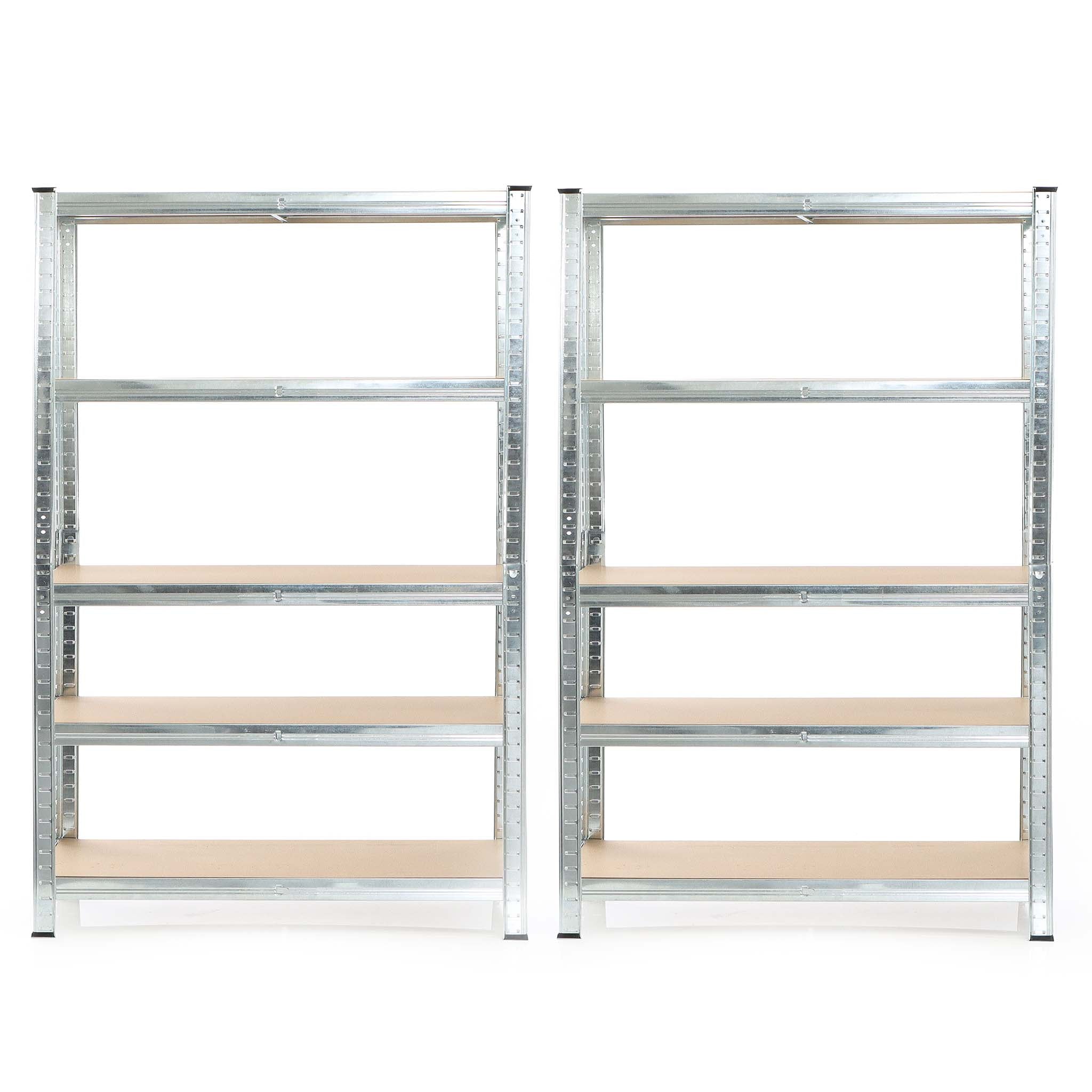 Set 2x scaffali a incastro per carichi pesanti 180x120x40cm Max 875kg l’uno Acciaio 5 ripiani