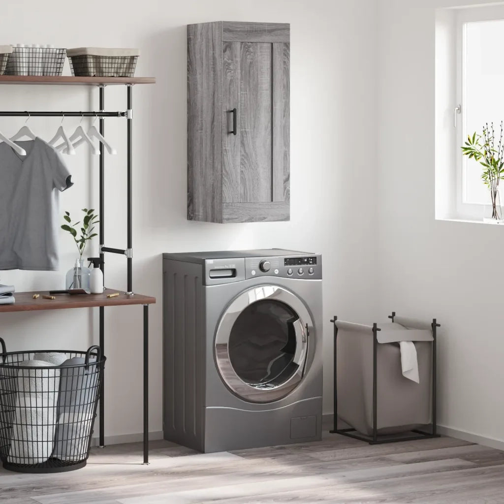 Mobile a Parete Grigio Sonoma 34,5x34x90 cm Legno Multistrato 830514