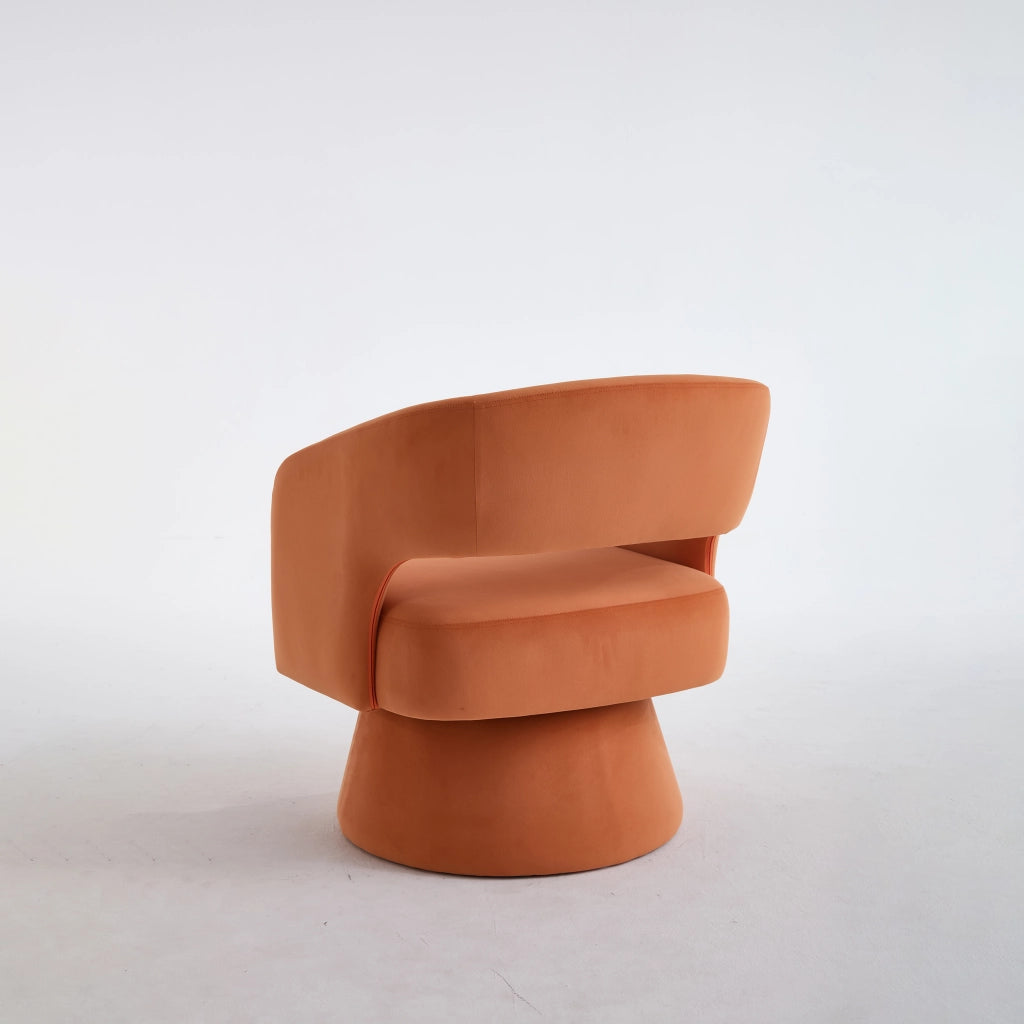 Poltrona Girevole 360¡ã in Velluto con Schienale Aperto ¨C MINIMAL ¨C Arancione