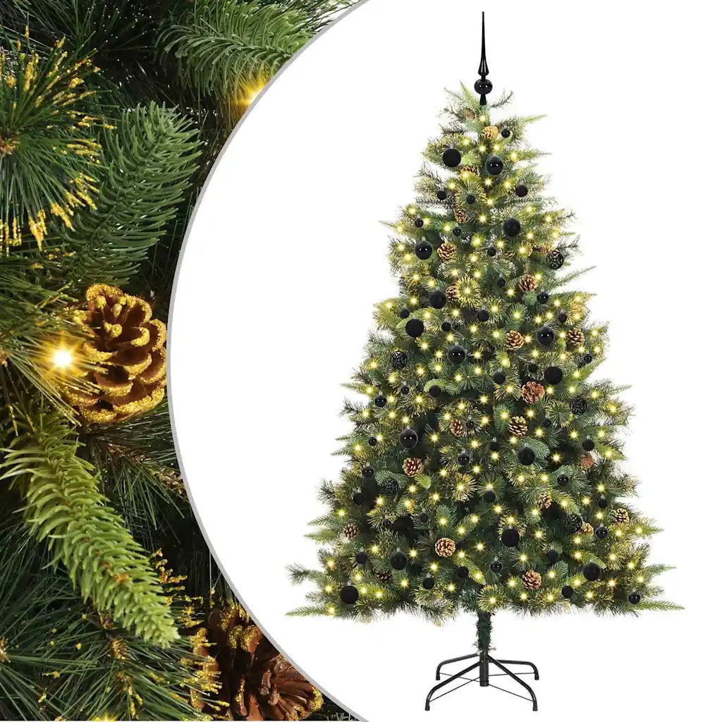 Albero di Natale artificiale pieghevole con coni Verde 240 cm 3395108