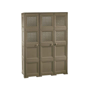 ARMADIO 3 ANTE WENGÉ 118X43X164 CM CON PUNTALI, ANTE TRAFORATE E VANO PORTASCOPA – MOBILE ALTO ORGANIZZATORE PER INGRESSO E RIPOSTIGLIO