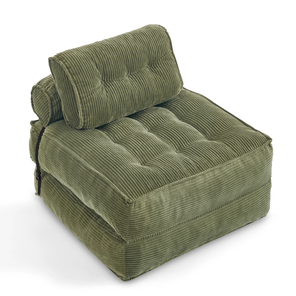 Poltrona Letto Pieghevole 2 in 1 in Velluto a Coste ¨C MINIMAL ¨C Verde, Reclinabile