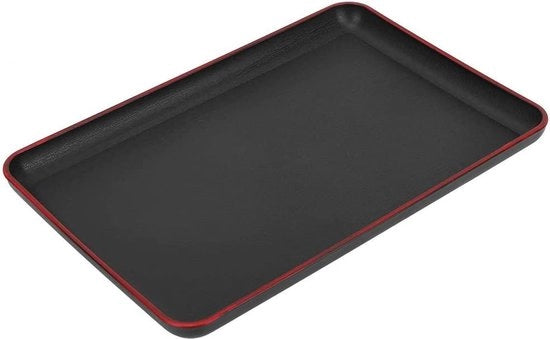 Scaletta in plastica, lato destro in stile giapponese, piatto da servizio, piatto da tavola elegante, robusto e duraturo, per ristoranti, casa, hotel (nero), (30 x 20 cm)