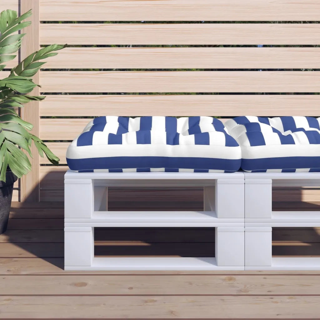 Cuscino Pallet Strisce Bianche e Blu 58x58x10 cm Tessuto Oxfordcod mxl 118359