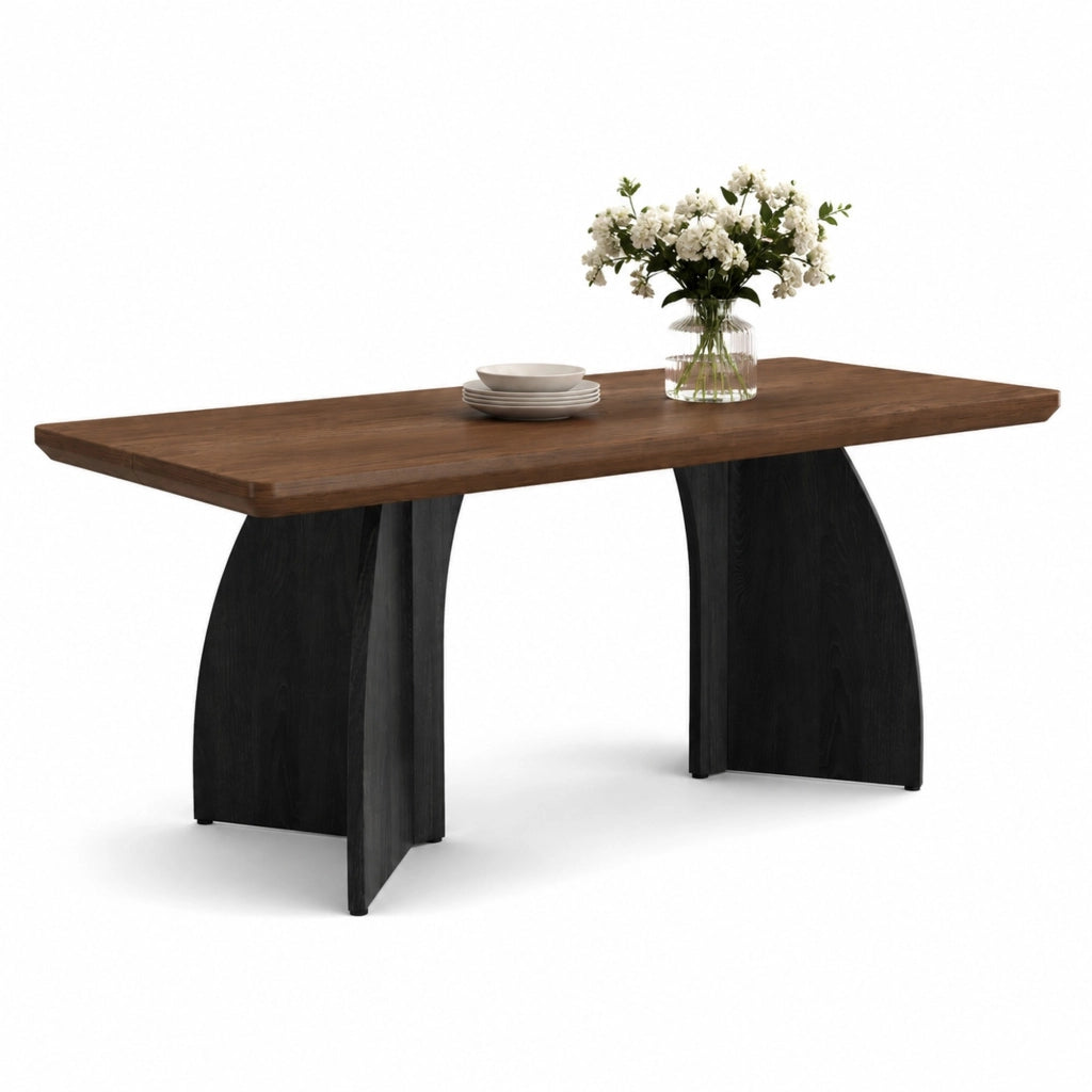Tavolo da pranzo 4 6 posti con piano spesso per sala da pranzo e soggiorno in MDF 160×80×76 cm walnut