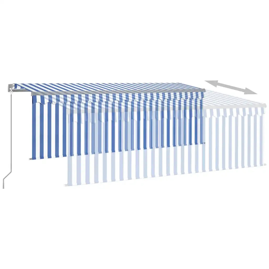 Tenda Sole Retrattile Manuale con Parasole 4,5x3m Blu e Bianco 3069436