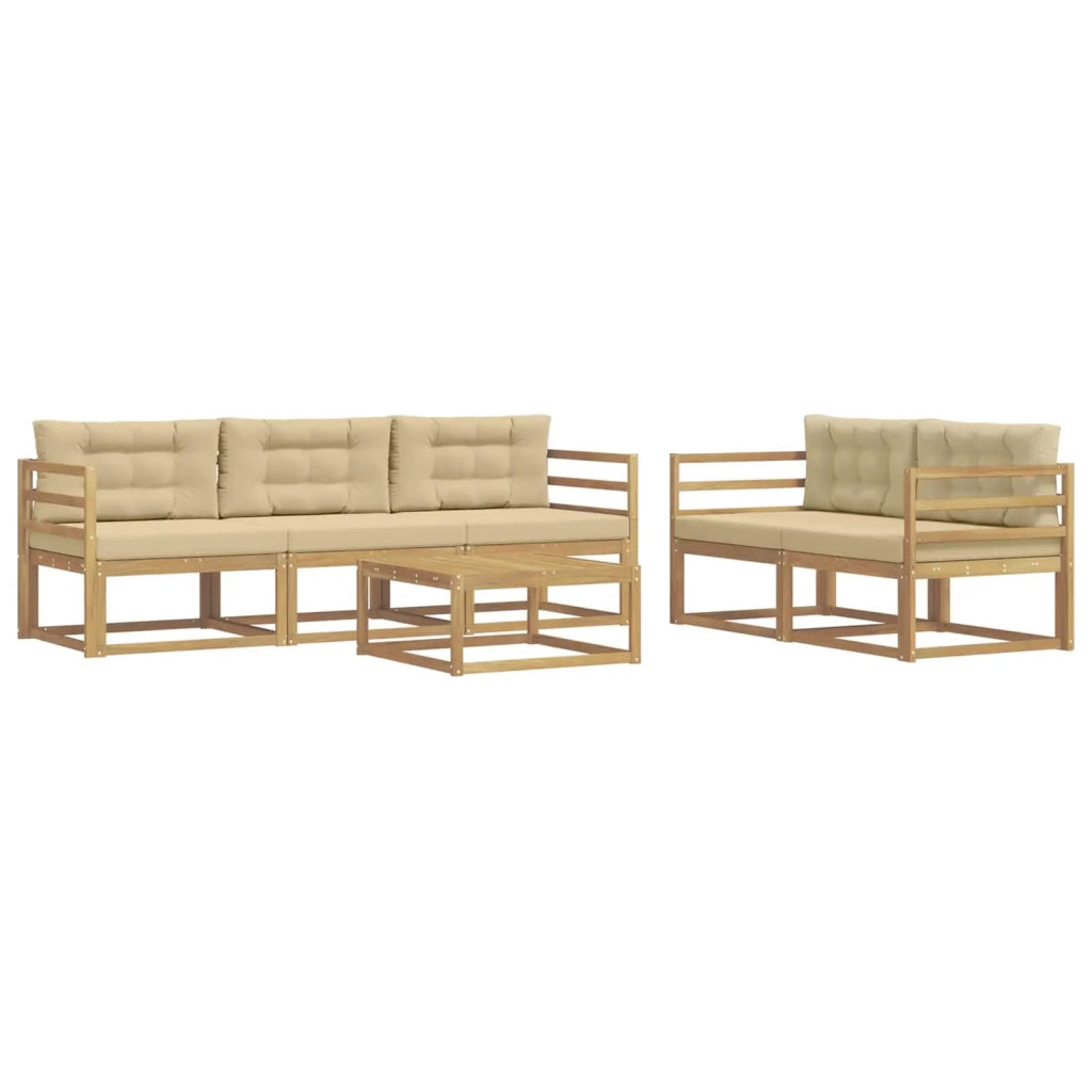 Set di divani da esterno con cuscino 6 pcs Bianco e Beige 3386047