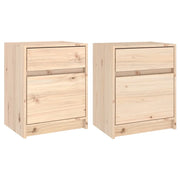 Set di 2 Comodini | Armadio da Notte | Mobiletto da notte 40x31x50 cm in Legno Massello di Pino