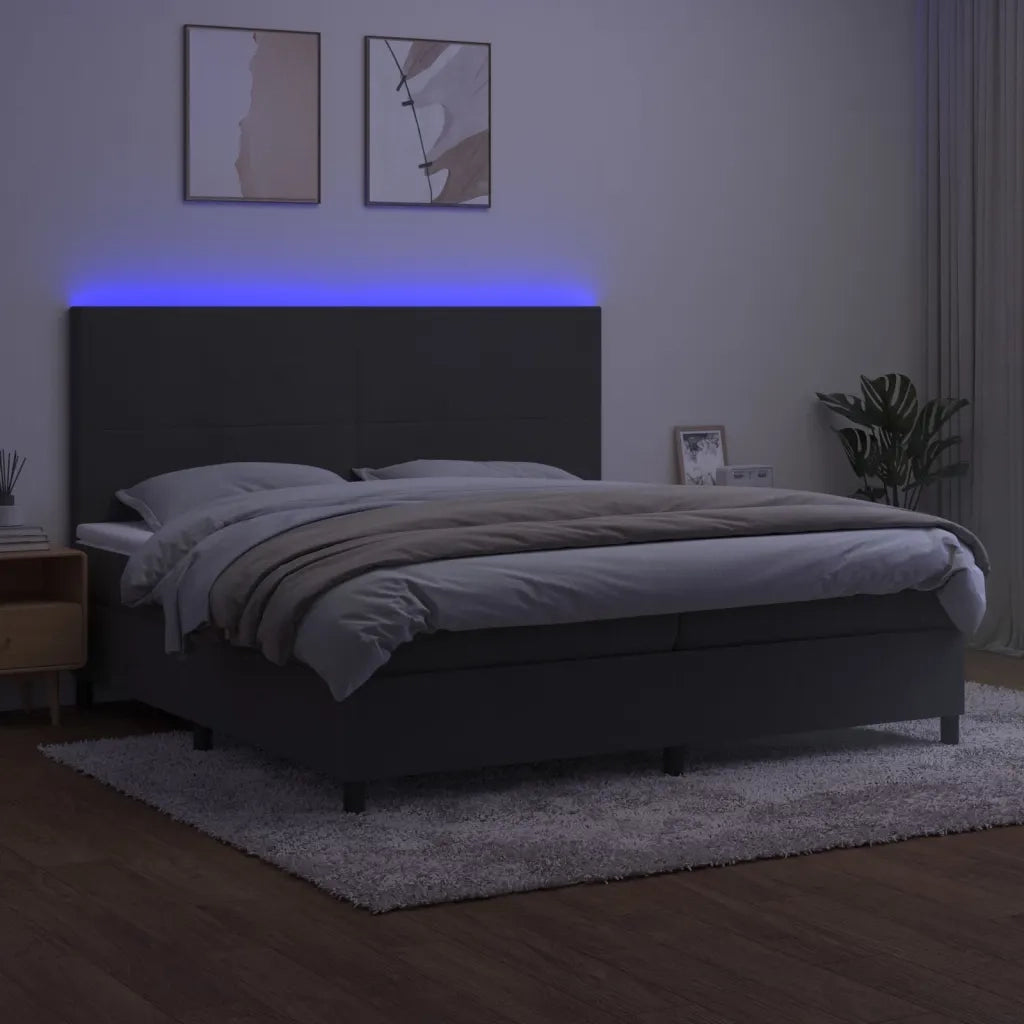 Letto a Molle con Materasso e LED Grigio Scuro 200x200 cm 3136024