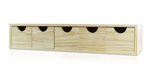 Cassettiera da Tavolo  5 Cassetti 11,3x5,7x14 cm in Legno di Pino Massello Naturale