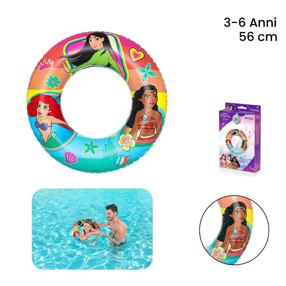 Trade Shop - Salvagente Ciambella Gonfiabile Principesse 56cm Per Bambini 3-6 Anni Mare 91043 -