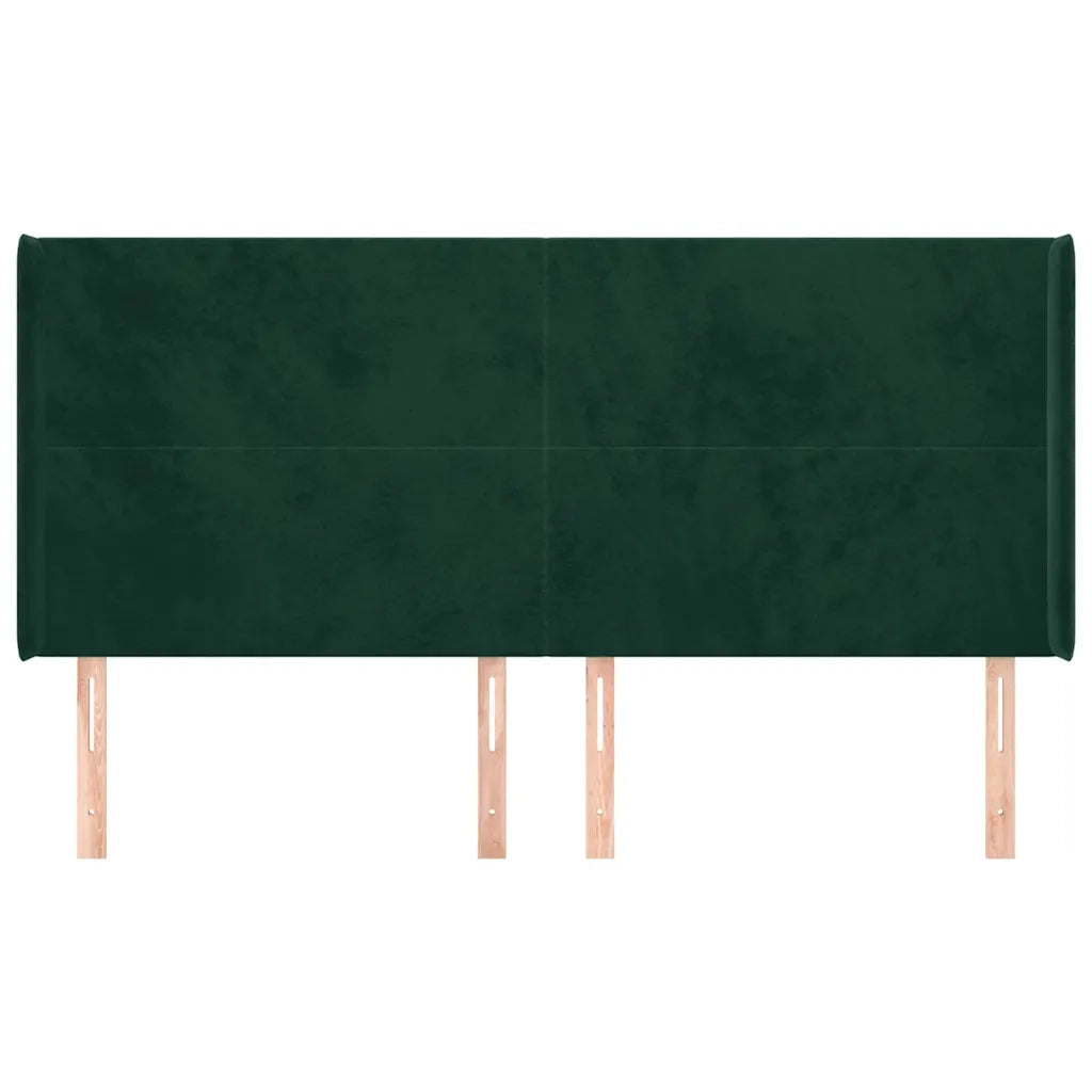 Testiera | Testata ad Orecchio Verde Scuro 183x16x118/128 cm in Velluto