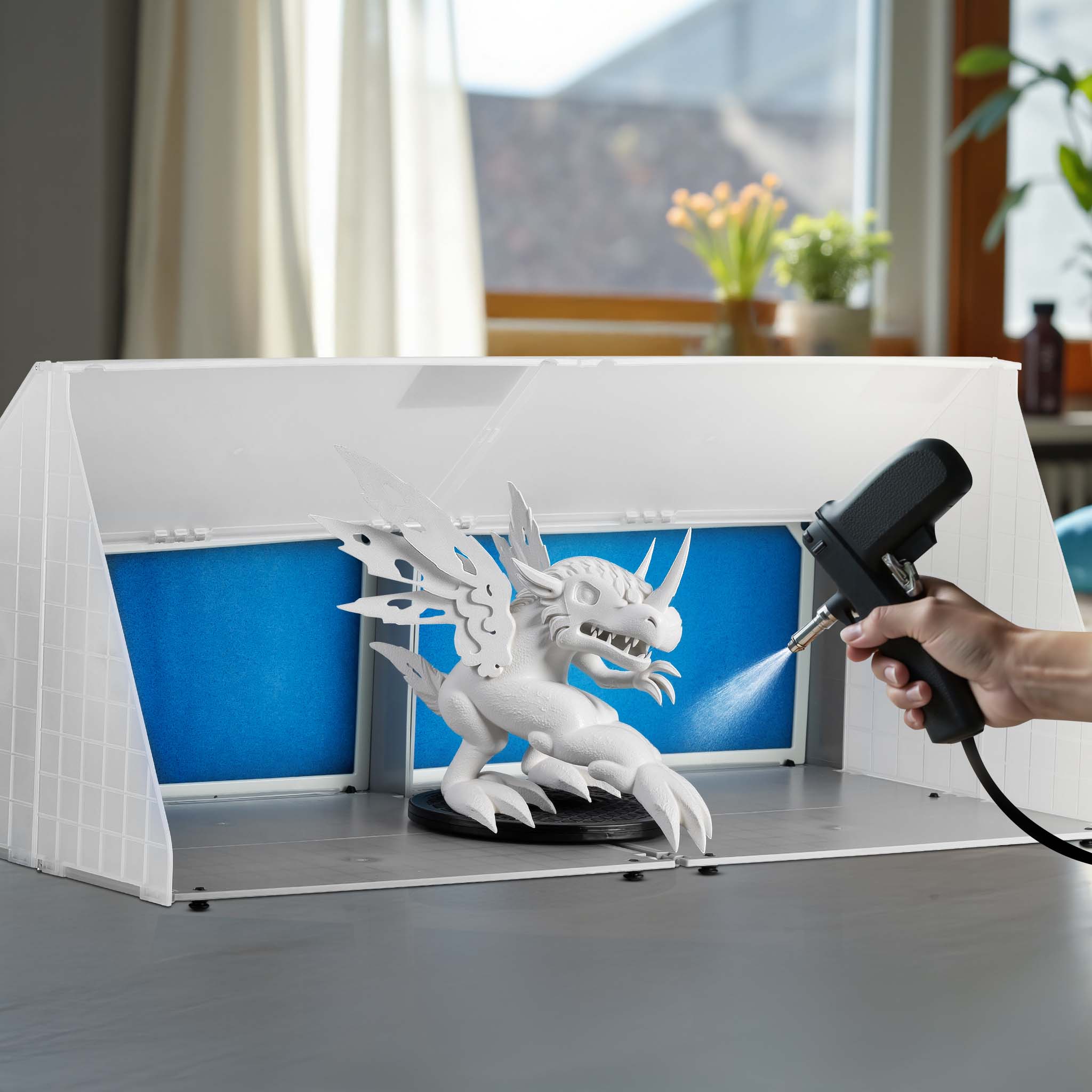 Doppia cabina di aspirazione per verniciatura ad aerografo 8m³/min Aspiratore estrattore con filtro