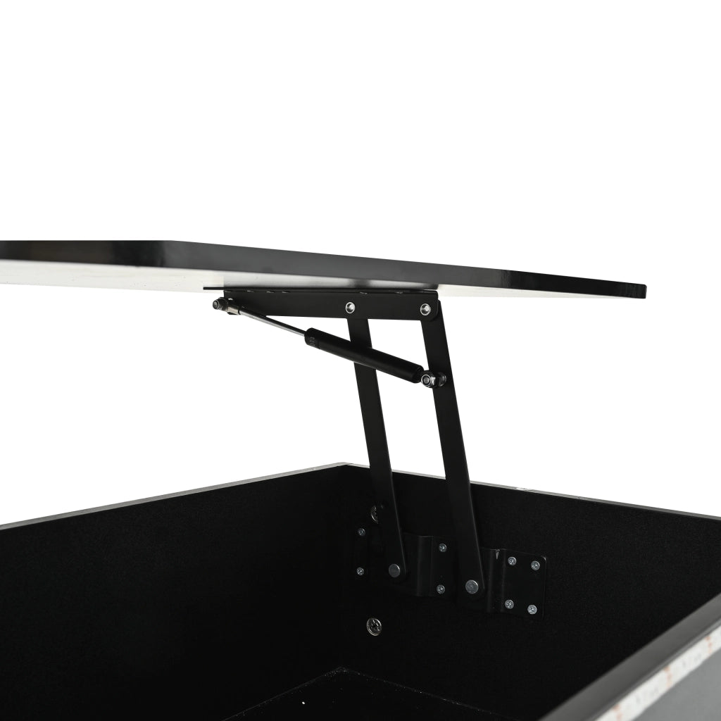 Tavolino da caffè 100x50x40 cm con piano sollevabile e LED in MDF