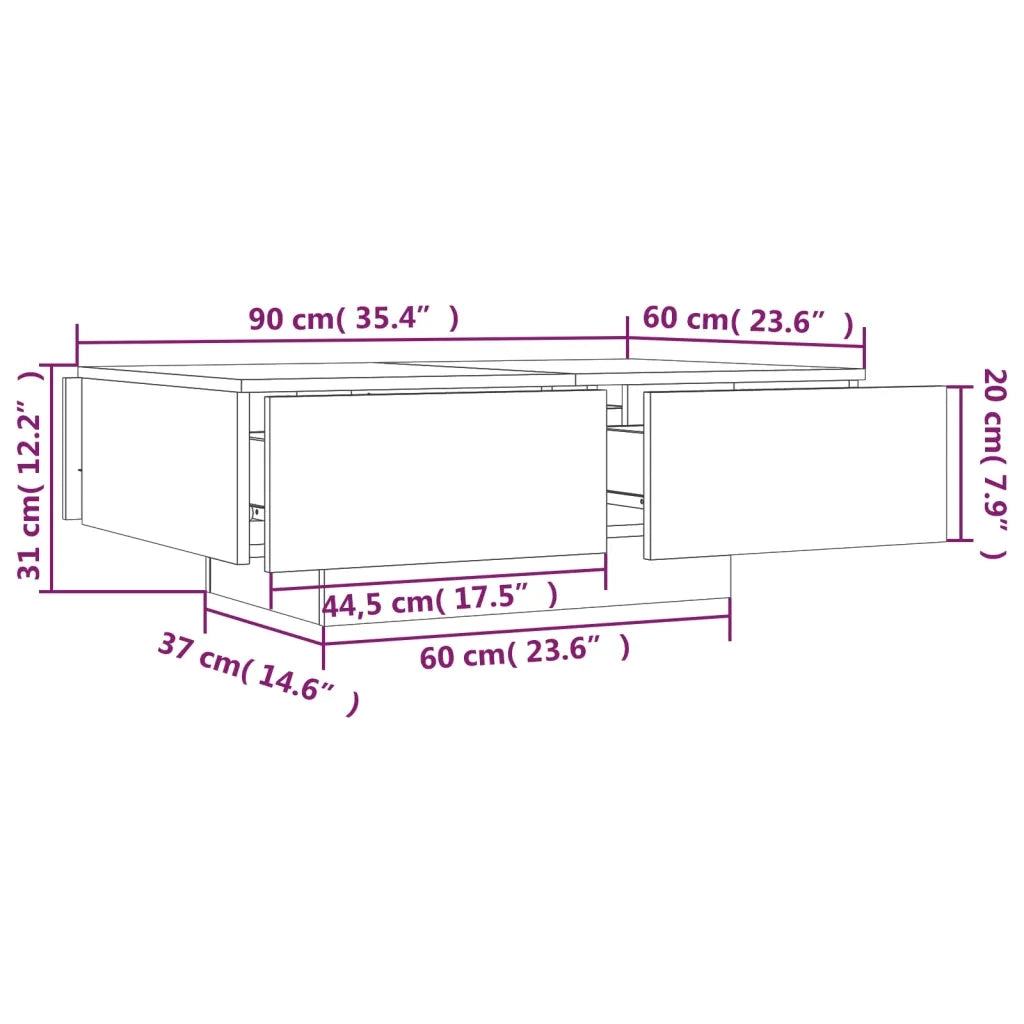 Tavolino da salotto | Tavolino da caff¨¨ | Tavolino da Soggiorno Rovere Fumo 90x60x31 cm Legno Multistrato