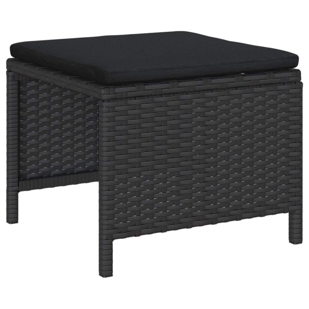 Set Divano da Esterno - Nero Rattan, Legno Medio Durevole
