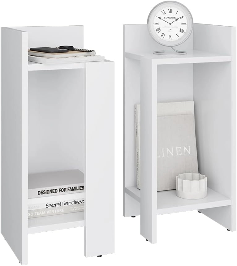 Comodino Lenar, Bianco, 27 x 60 cm Set di 2