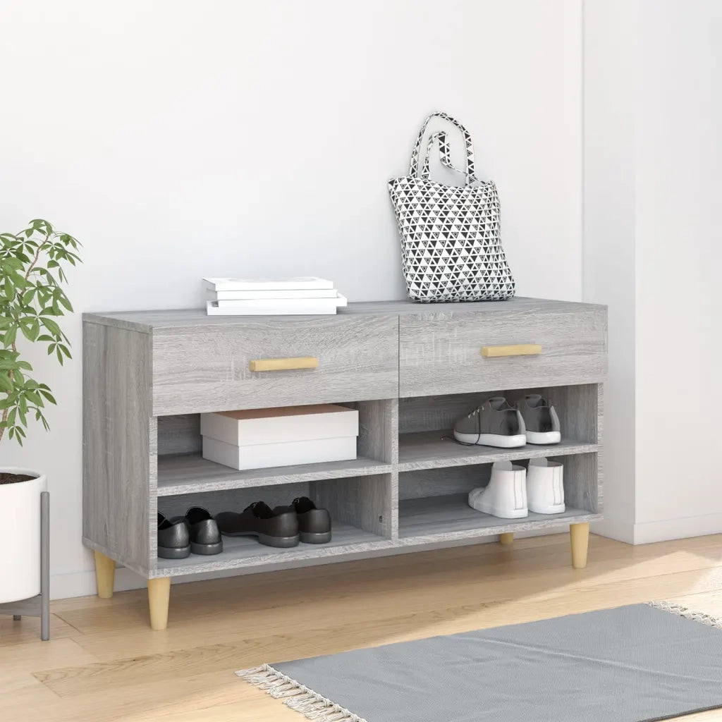 Scarpiera-Scaffale per scarpe Grigio Sonoma 102x35x55 cm in Legno Multistrato 838707