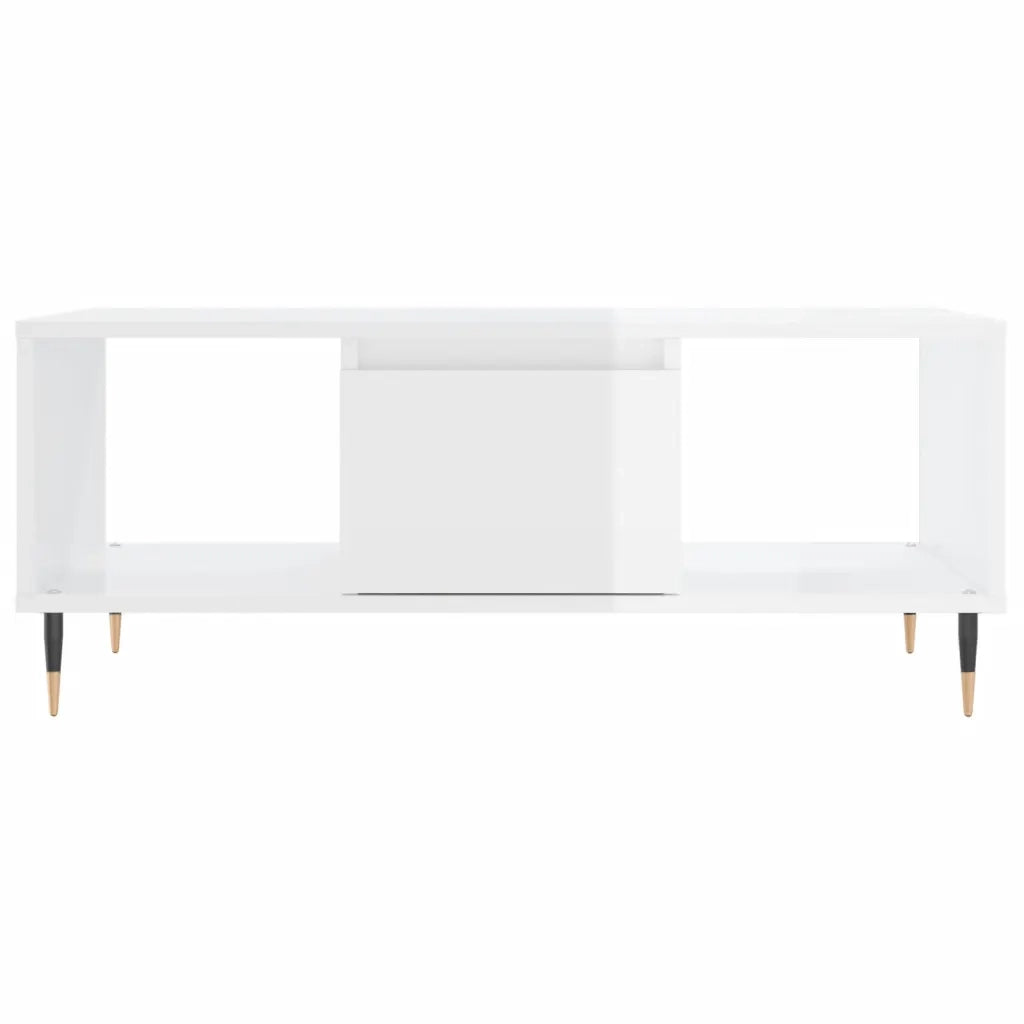 Tavolino Salotto-Tavolino da soggiorno-Tavolo Bianco Lucido 90x50x36,5 cm Legno Multistrato 626574