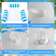 Matrassa da bagno 4 in 1 gonfiabile, 2 pezzi di waterhangmat con schienale e braccioli, inclusa rete e pompe a mano, ideale per spiaggia, lago e piscina.