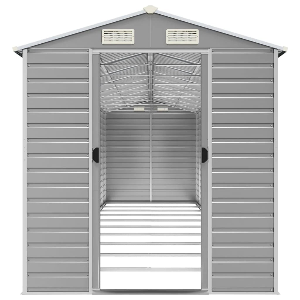 Casetta da giardino cabina ripostiglio capanno da esterno capanno per attrezzi robusta colore chiaro 191 x 895 x 198 cm acciaio zincato grigio 02_0022250