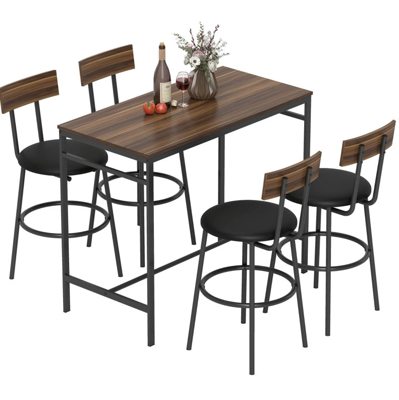 Set da bar 5 pezzi 110x55x90 cm salvaspazio in legno marrone