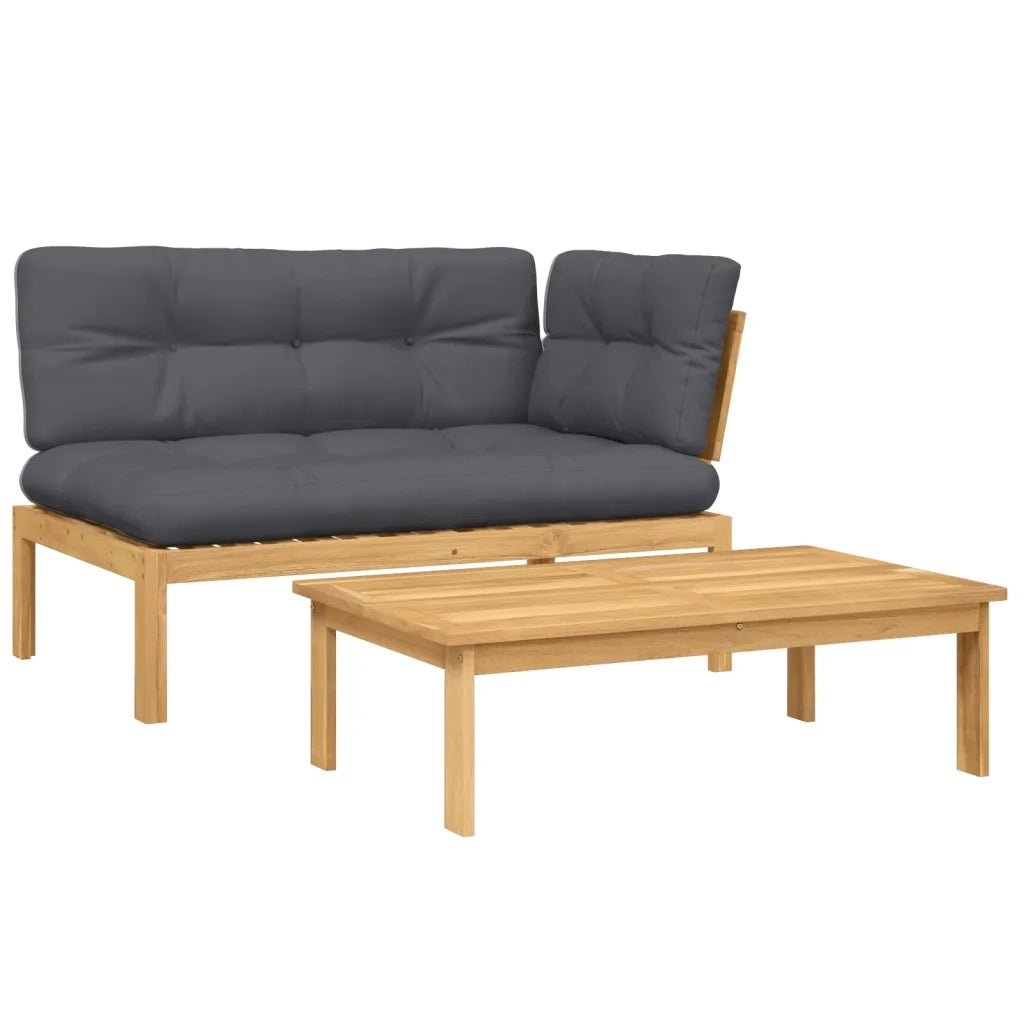 Set Divano Pallet da Giardino 2 pz con Cuscini Massello Acacia 3324823