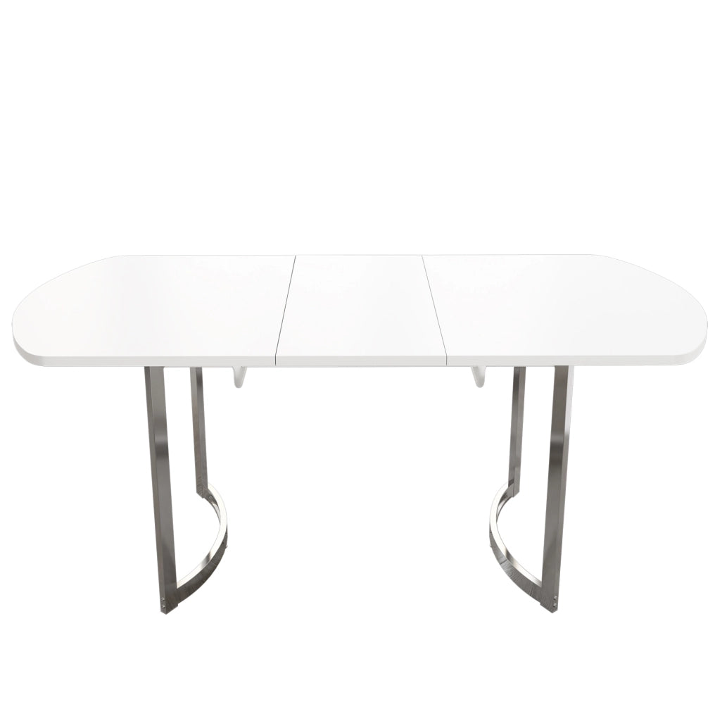 Tavolo da pranzo allungabile 140/180 x 80 cm in MDF bianco con gambe argentate