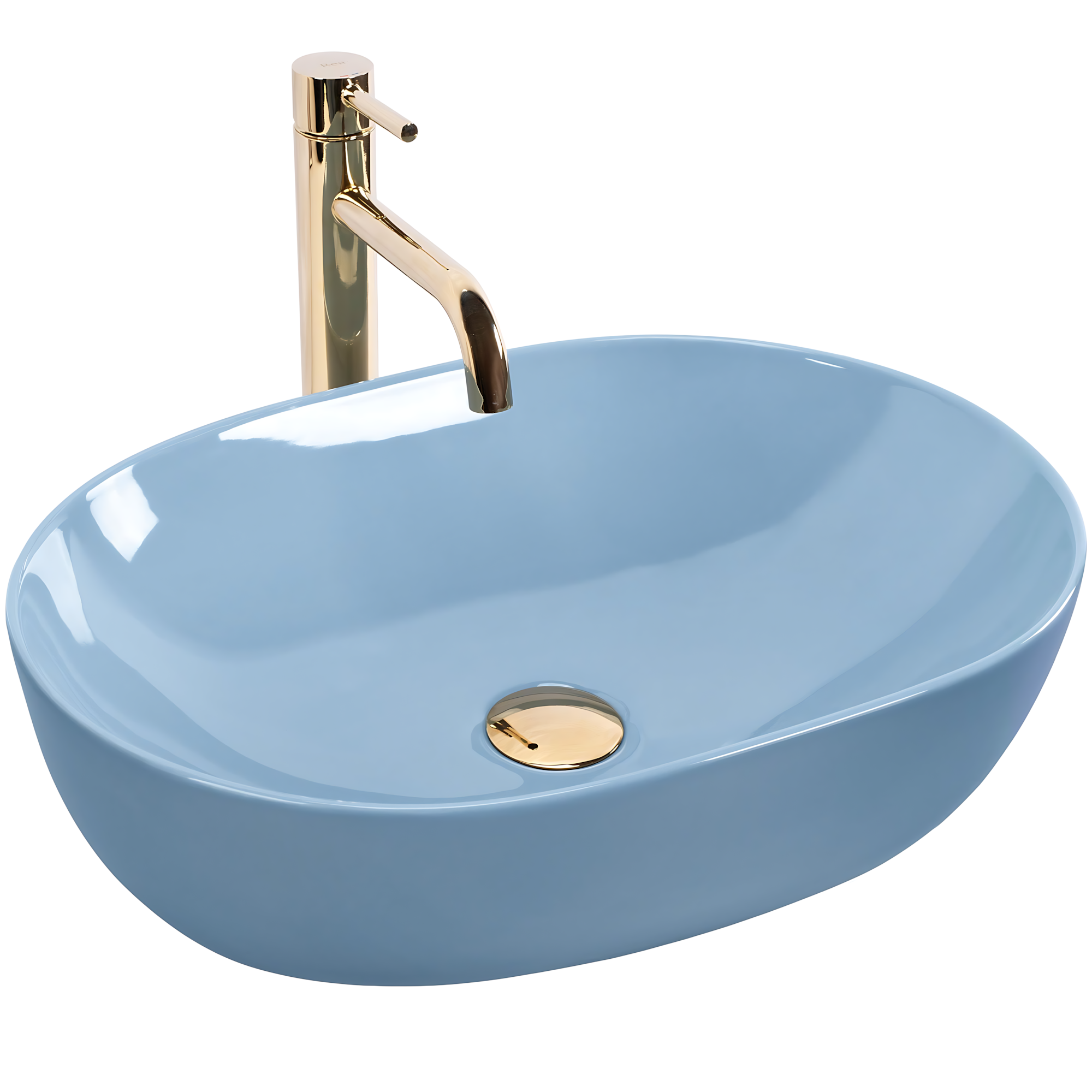 Lavabo Da Appoggio Rea Lisa L.blue Shiny