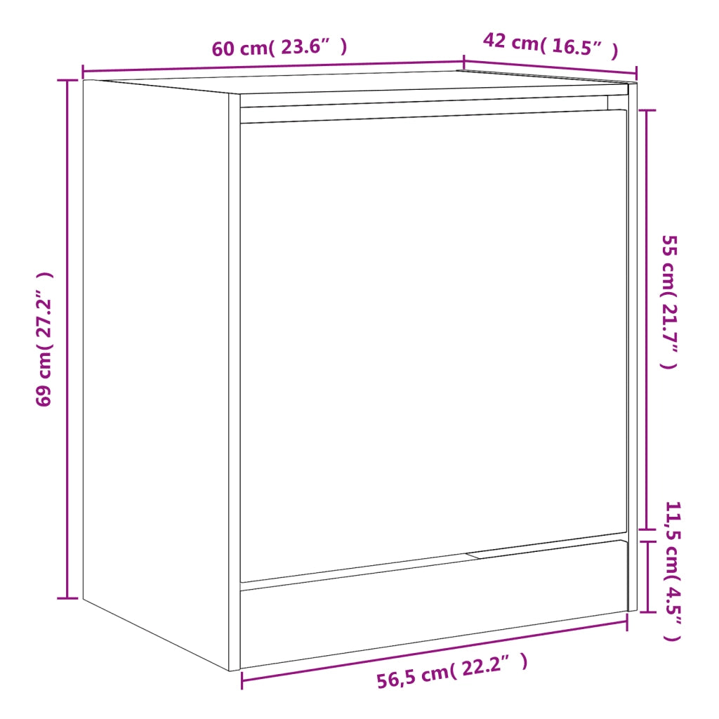 Scarpiera Grigio Sonoma 60x42x69 cm in Legno Multistrato 839985