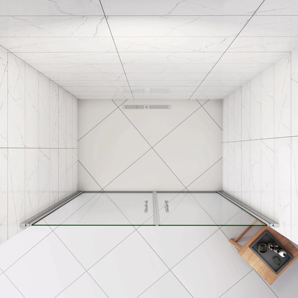 Box Doccia per Nicchia 195 cm Doppia Porta Battente Saloon Vetro Temperato 6 mm Anticalcare Larga 160 cm (76+90: 1578-1618 mm)