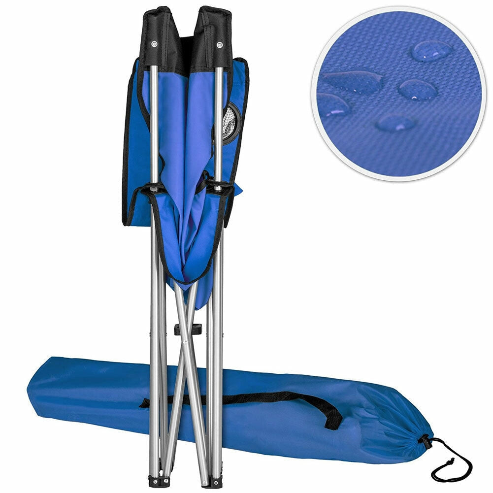 2x Sedie Pieghevoli Da Campeggio Con Borsa Camping Sedia Spiaggia Esterno Blu