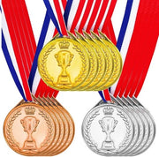 Medaglie in metallo giallo, argento e bronzo - 15 pezzi - Decorazioni per feste - Premi sportivi - Giochi e competizioni