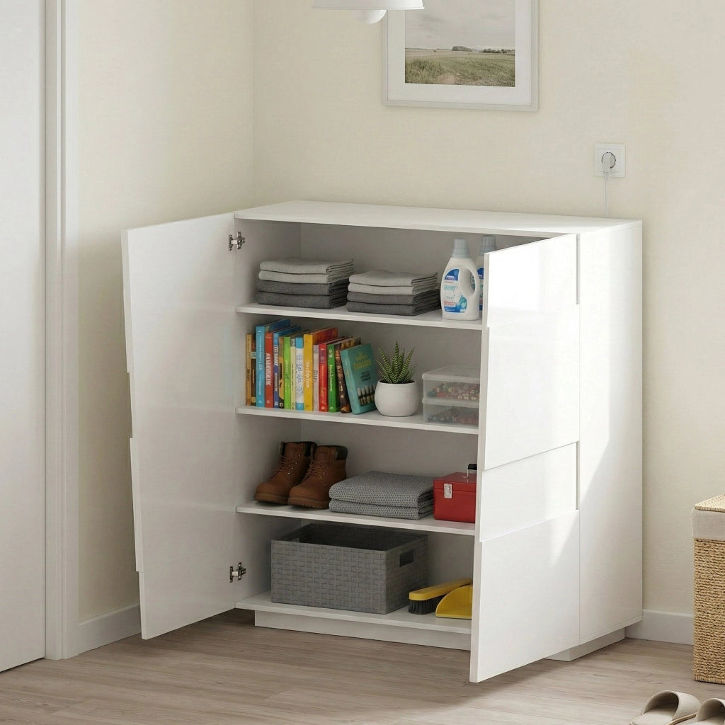 Armadio multiuso 2 ante Aulla, Mobile multifunzione, Armadietto a 2 ante, 120x44h126 cm, Bianco
