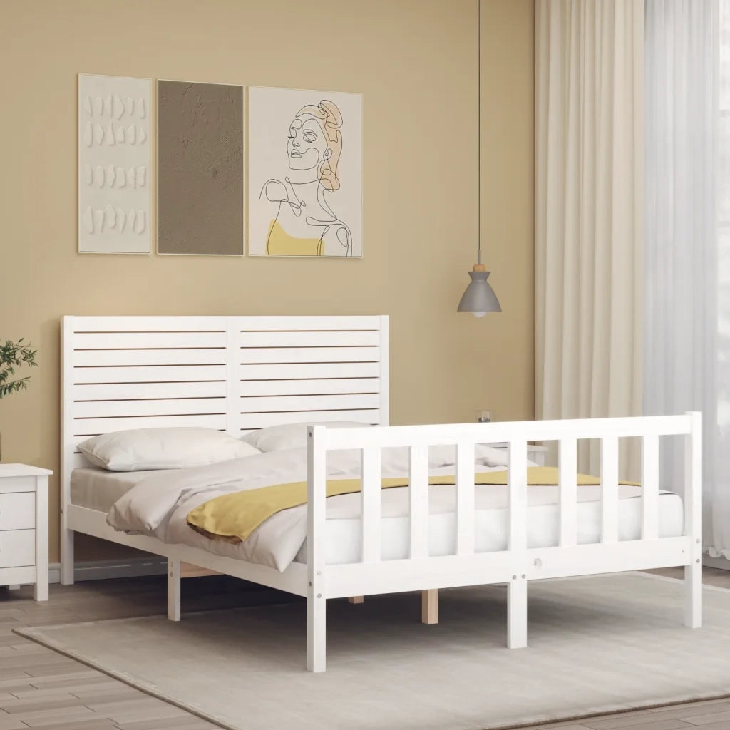 Giroletto senza Materasso-Struttura Letto Bianco 120x200 cm Legno Massello Pino 918846