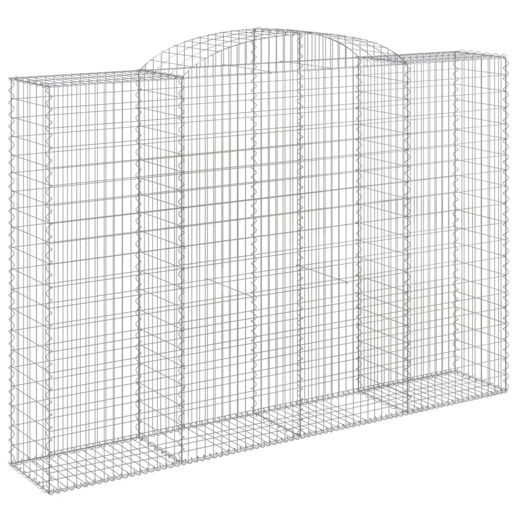 Cestini gabbioni recinzione a gabbia muro di contenimento ad arco 5 pezzi 300 x 50 x 200/220 cm ferro zincato argento 02_0040916