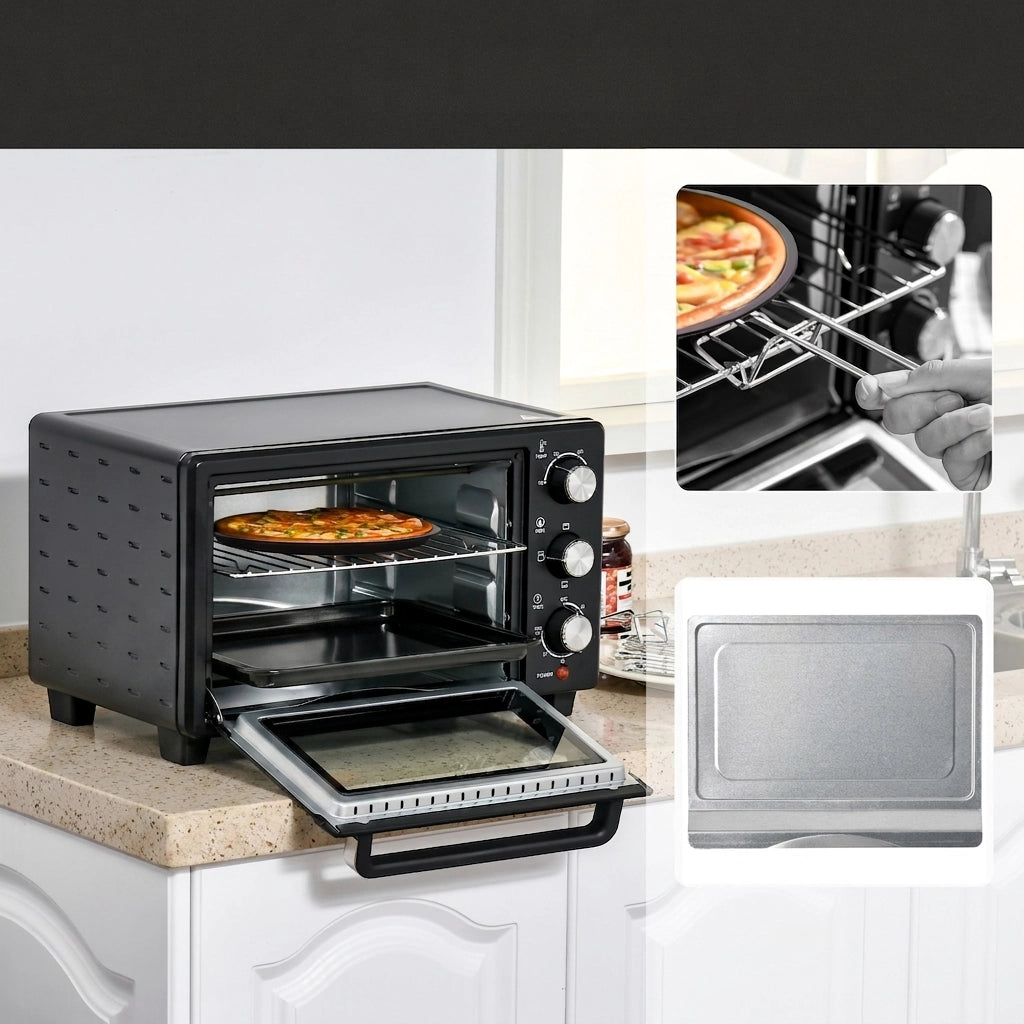 Mini Forno Elettrico 21 L 1400 W con 3 Modalità; Temperatura 100-230°C e Timer 60 Min