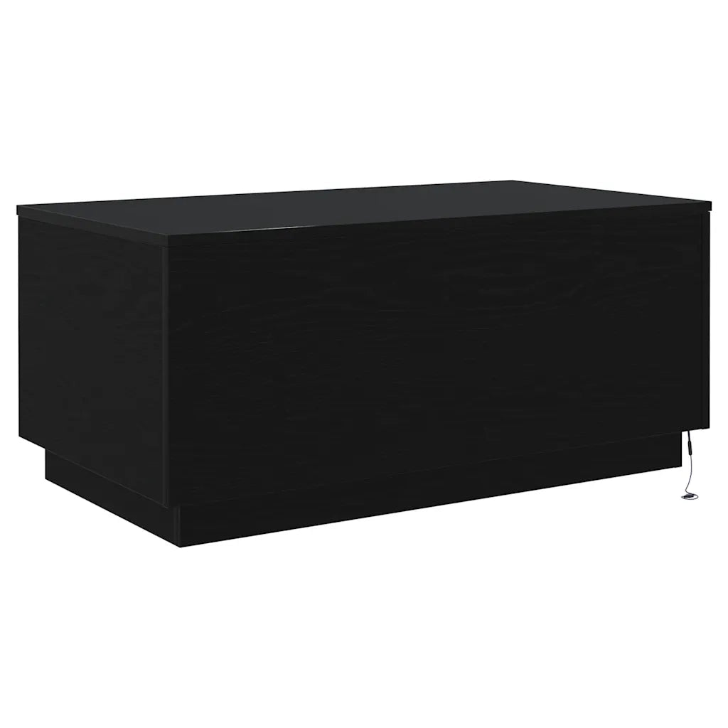 Tavolino da Soggiorno con Luci LED-Tavolino da Salotto-Tavolo Rovere Nero 90x50x40 cm 223367