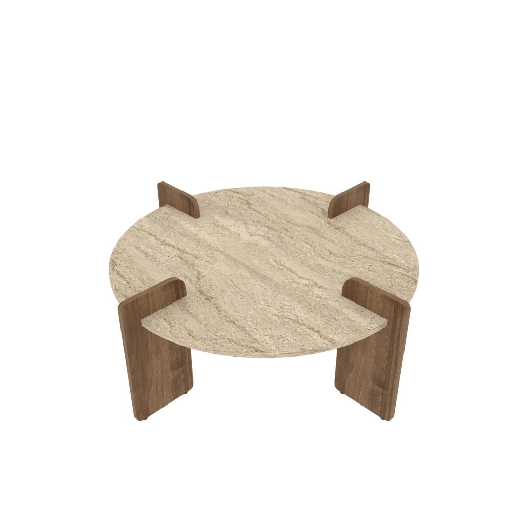 Tavolino in legno "Avoure" - 90 x 90 x 35 cm - Travertino