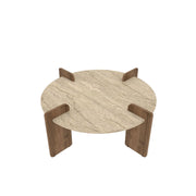 Tavolino in legno "Avoure" - 90 x 90 x 35 cm - Travertino