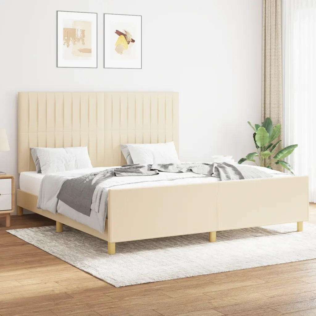 Giroletto senza Materasso Crema 160x200 cm in Tessuto