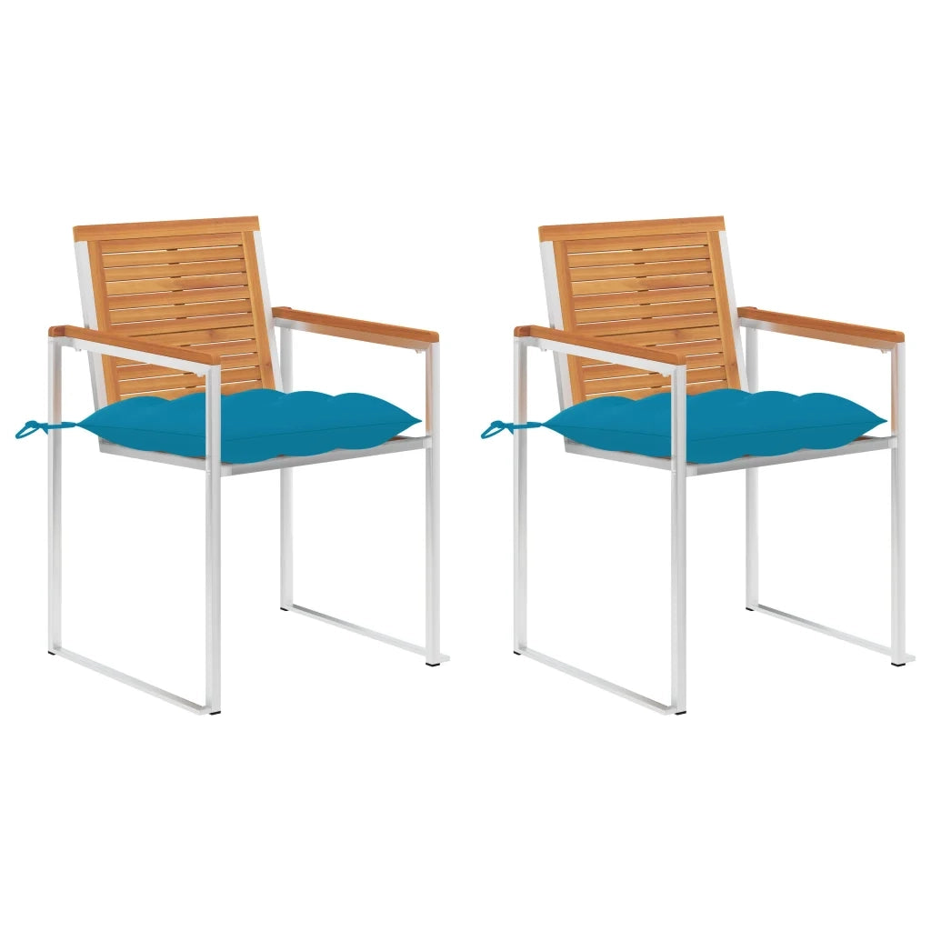 Sedie da Giardino 2 pz con Cuscini in Legno Acacia e Acciaio cod mxl 74523