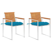 Sedie da Giardino 2 pz con Cuscini in Legno Acacia e Acciaio cod mxl 74523