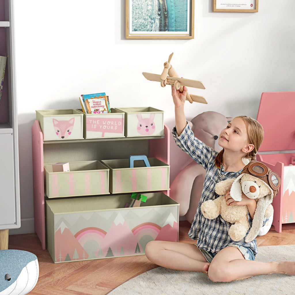 Libreria Bambini con Contenitori ¨C Zephmum ¨C 63x30x66cm Rosa