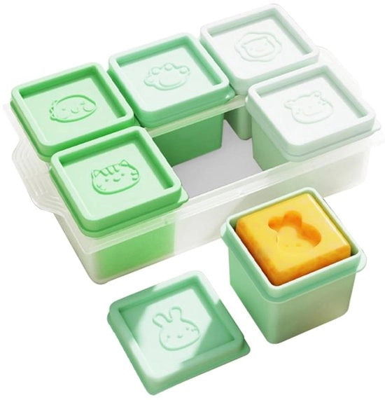 Blocchi di Ghiaccio in Silicone - 6 Pezzi - Forma di Blocco di Ghiaccio con Coperchio - Individuale/Rimovibile - Stivabile - Resistente al Calore - 110 ml per Scatola - Freezer