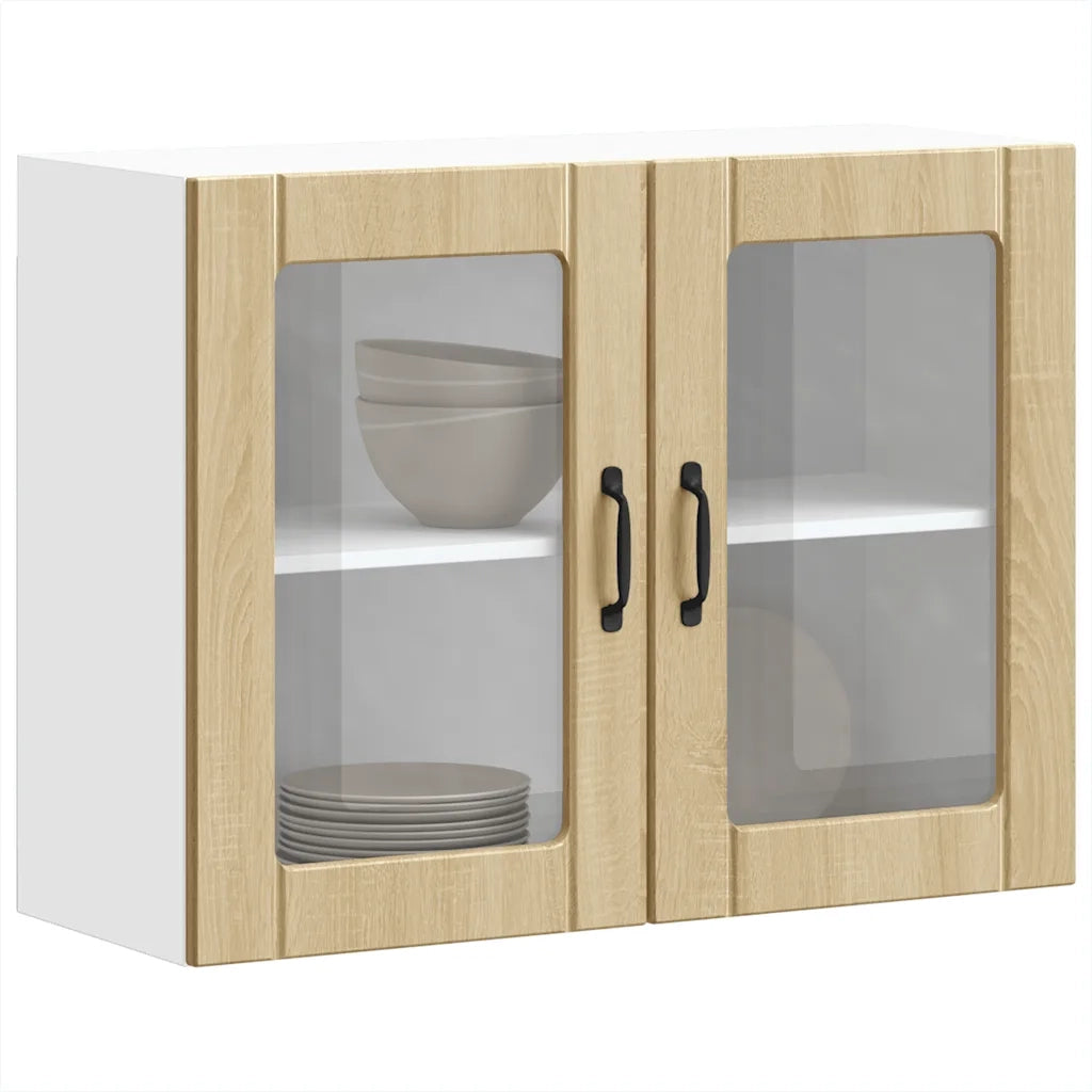 Pensile da Cucina con Porta in Vetro Lucca Rovere Sonoma