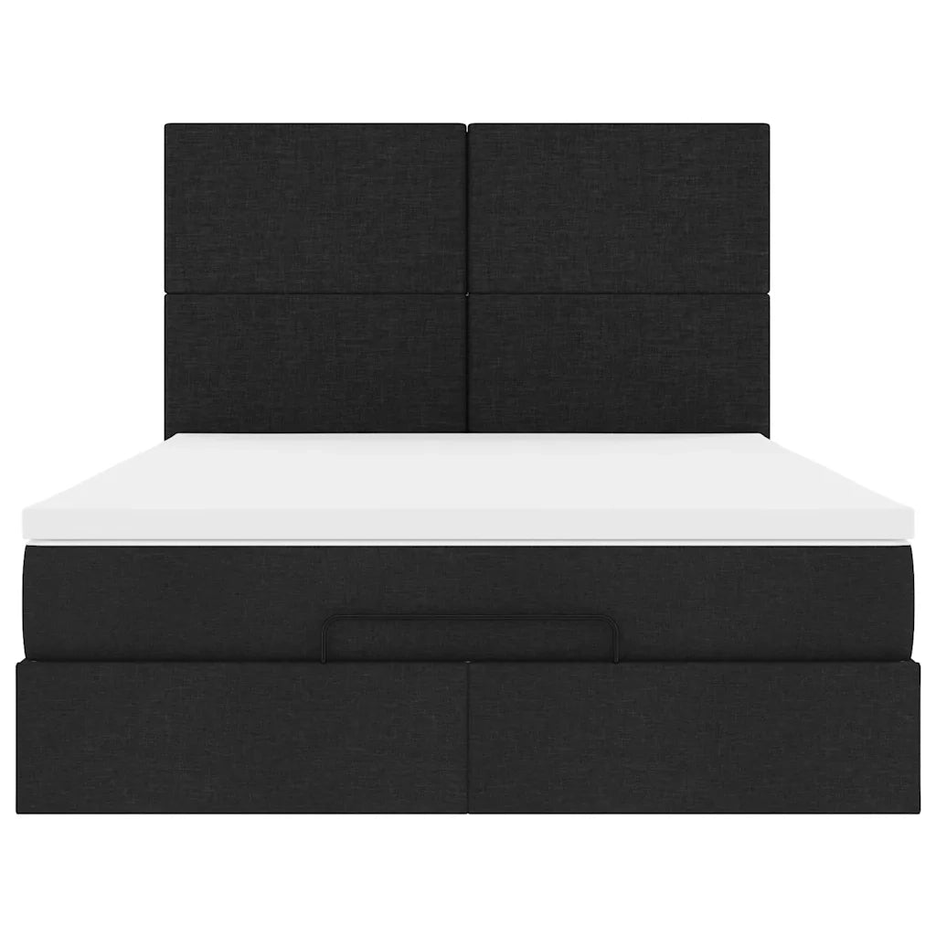 Struttura Letto Pouf con Materasso Nero 140x190 cm in Tessuto 3313922