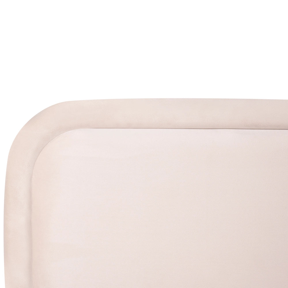 Letto matrimoniale EU Beige Chiaro Velvet 140 x 200 cm Imbottito Telaio Poggiatesta