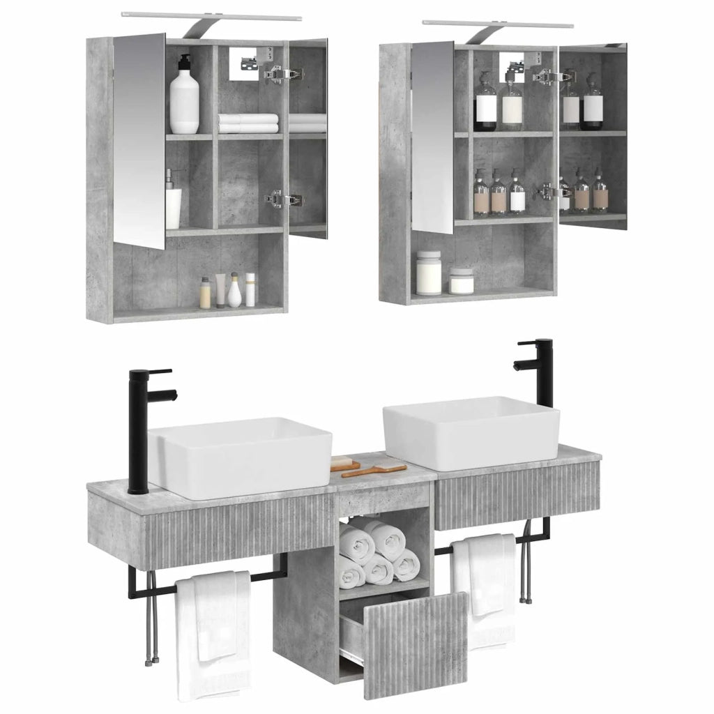 Set di Armadi da Bagno 5 pcs Grigio Cemento 50 x 14,5 x 70 cm 3406322